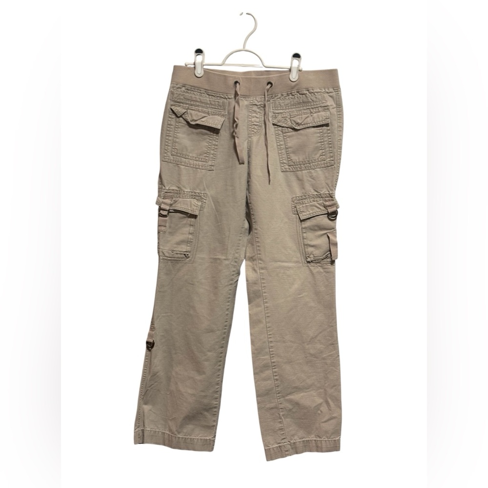 Vintage Ladies Old Navy Y2K Cargo Drawstring Pants in Tan
